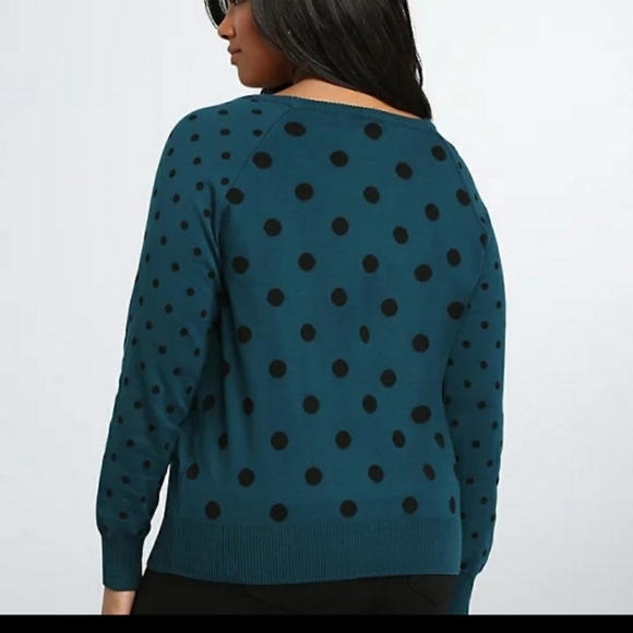 Torrid Polka Dot Teal Sweater - Picture 2 of 3